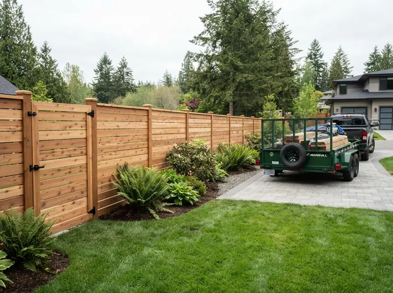 Custom wood fence installation in Sammamish