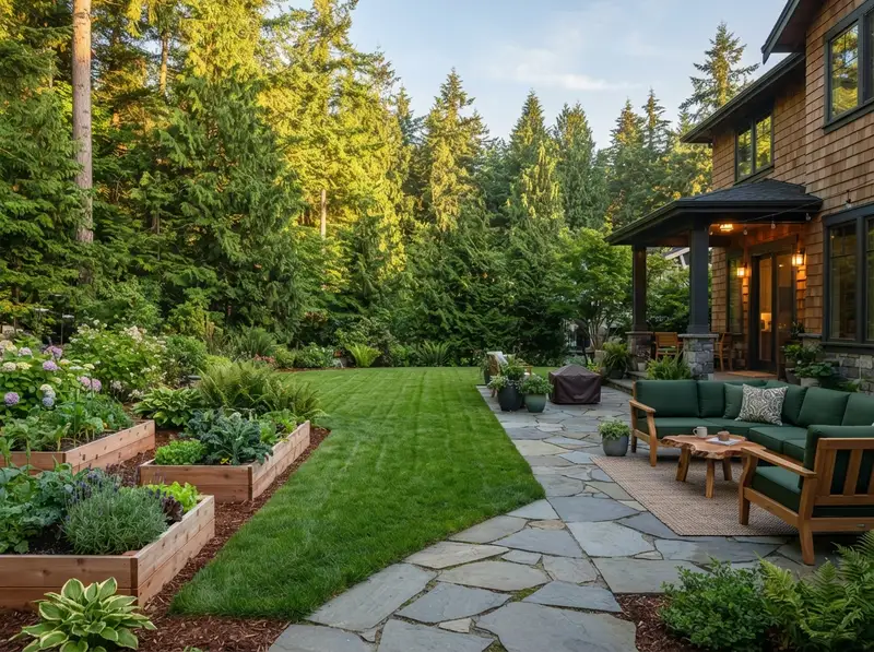 Professionally landscaped Sammamish backyard Professionally landscaped Sammamish backyard