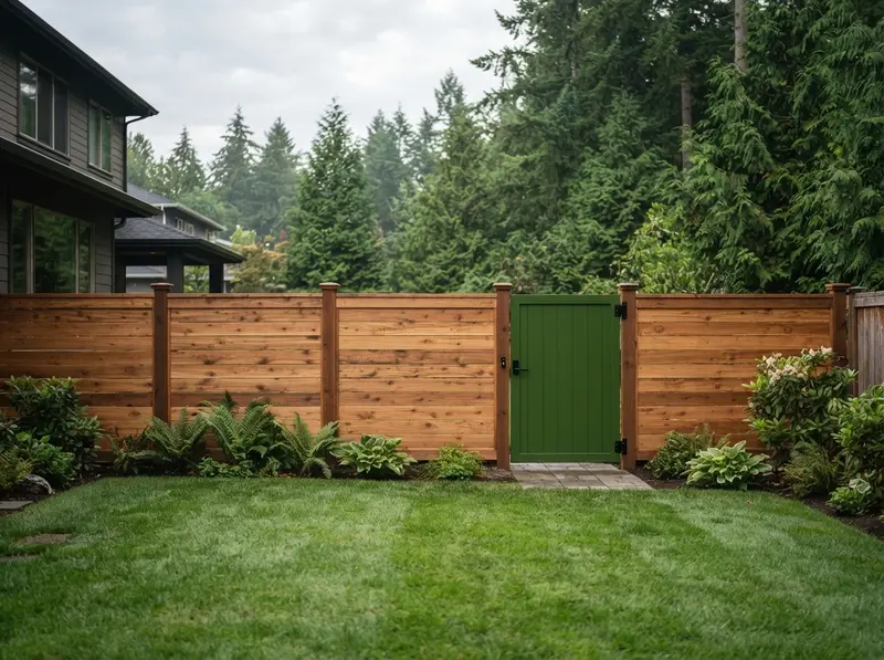 New wooden privacy fence installation New wooden privacy fence installation