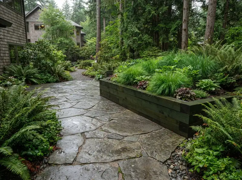 Custom flagstone patio and landscaping in Sammamish Custom flagstone patio and landscaping in Sammamish