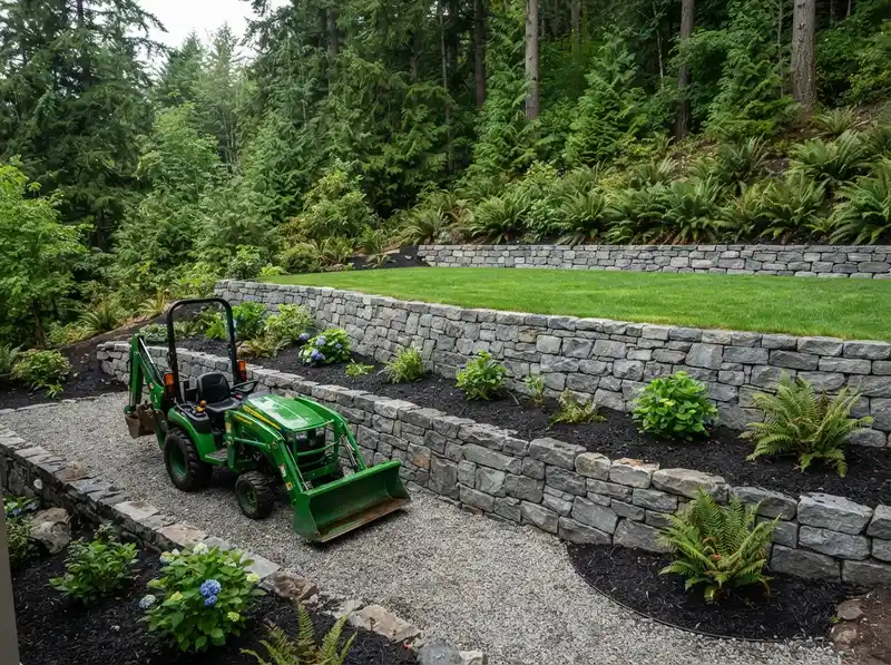 Retaining wall installation in Sammamish