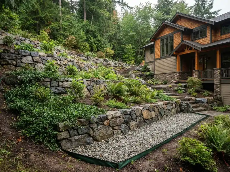Retaining wall installation in Sammamish