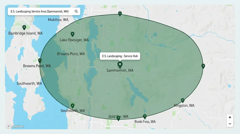 Service Area Map for E.S. Landscaping